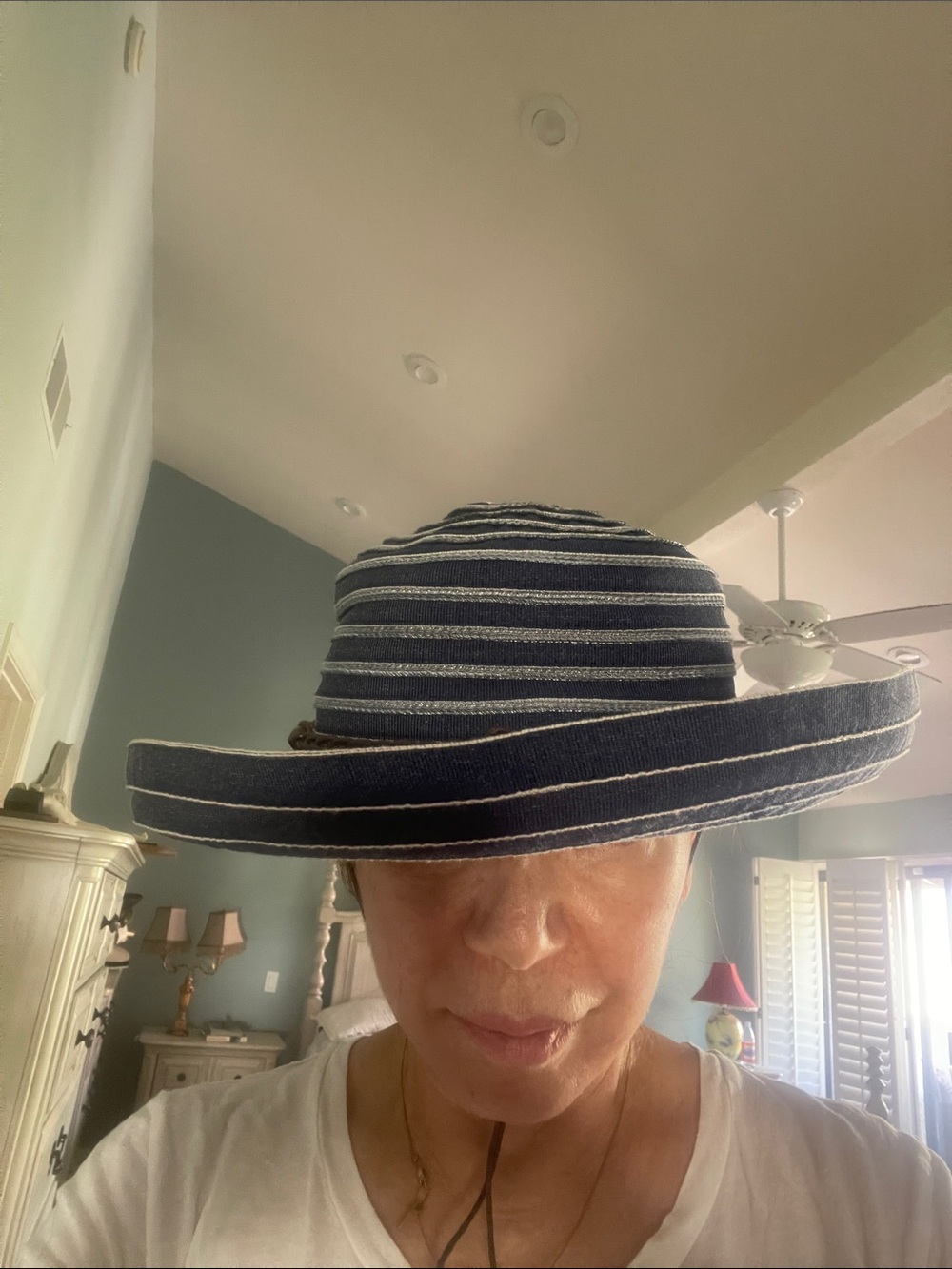 Sunday Navy and White Striped Sun Hat